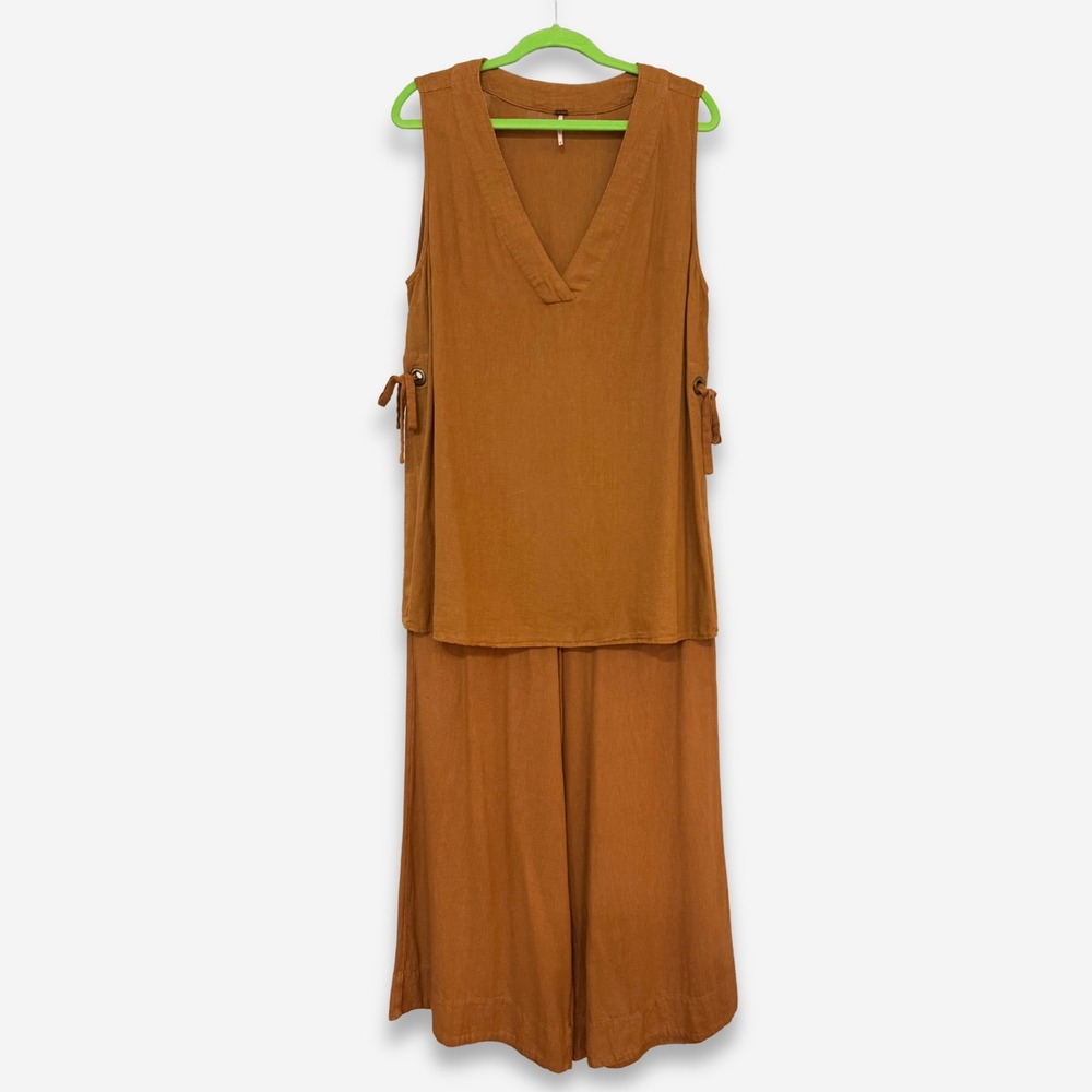 Free People Rust Brown Sleeveless Jumpsuit Pantsuit